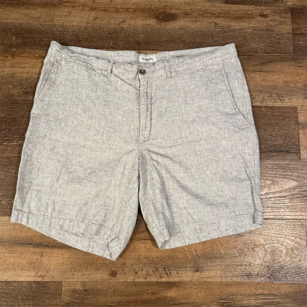 Goodfellow Gray Bermuda Linden Shorts 42 Linen Cotton Blend 8" Preppy Golf